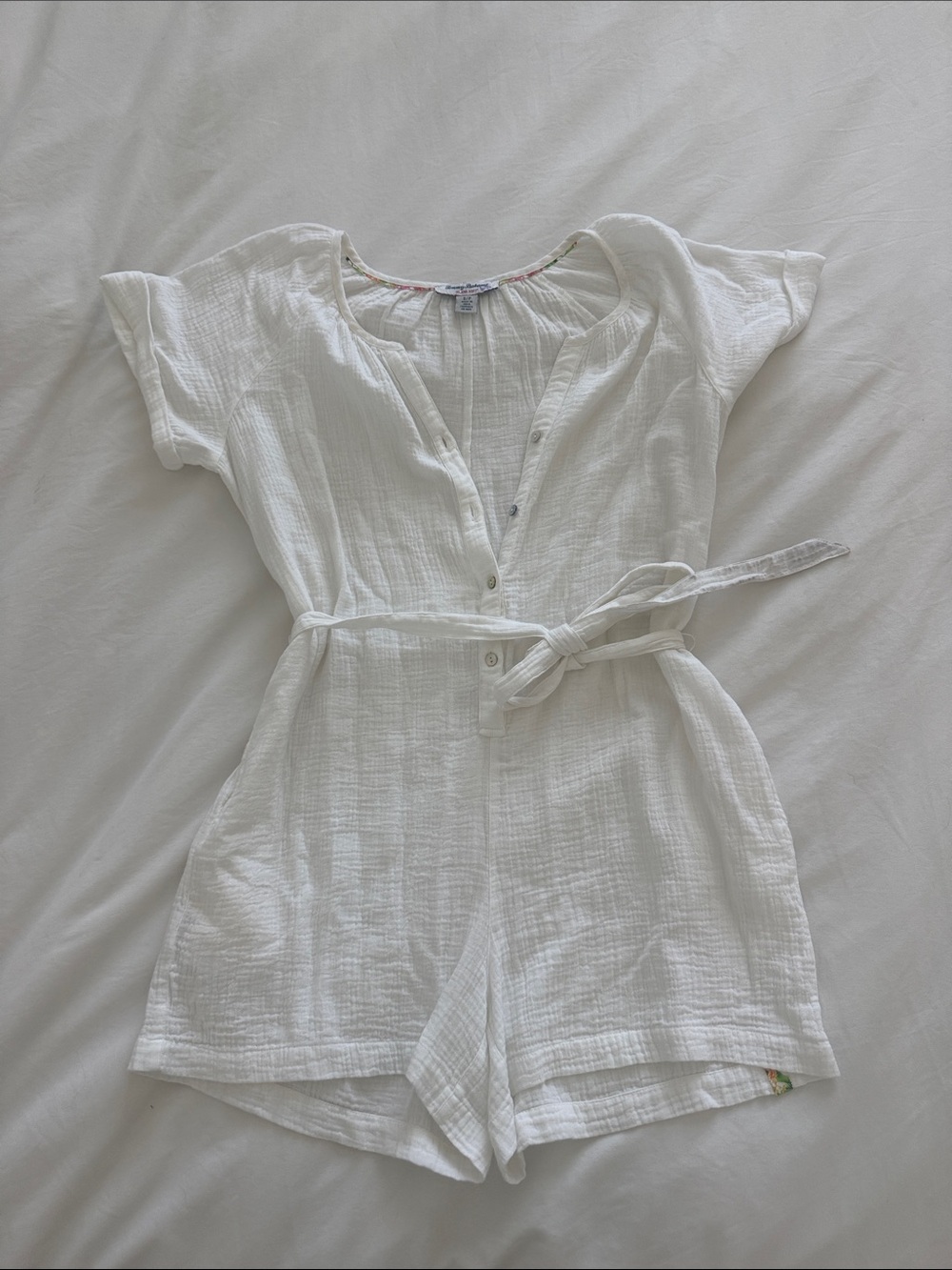Tommy Bahama White Gauze Tie-Waist Kids One-Piece Romper